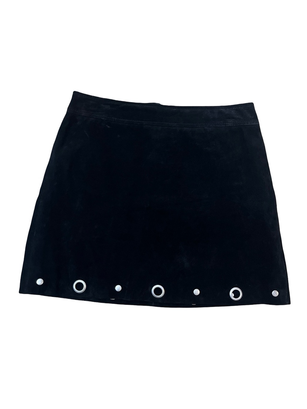 Blank NYC Suede Leather Black Mini Skirt Rivets 26